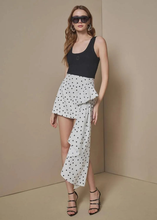 SAIA CURTA MAXI LAÇO ESTAMPA POA MALABARES