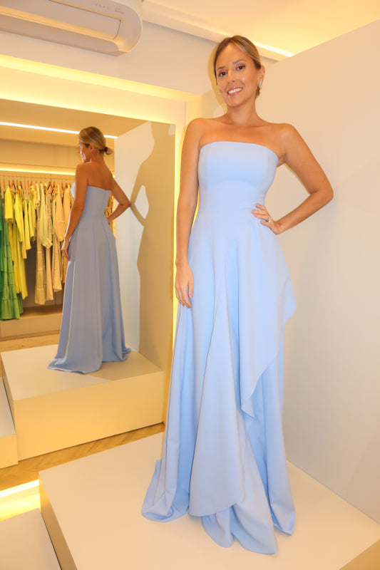 VESTIDO LONGO TOMARA QUE CAIA PRINCESA JABOUR AZUL CLARO