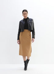 SAIA MIDI LISTRADA CARAMELO