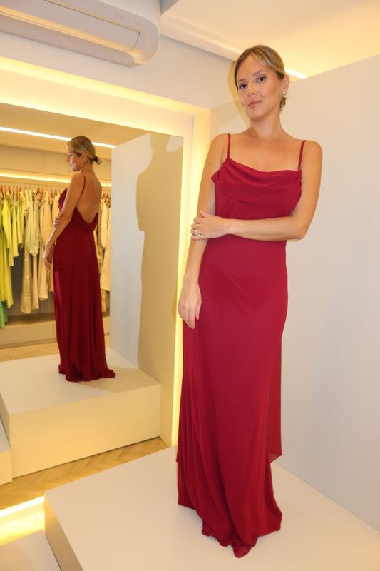 VESTIDO LONGO DEGAGÊ MARSALA