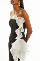 VESTIDO LONGO GIULIA PRETO/OFF WHITE