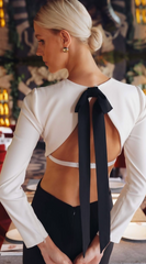 VESTIDO LONGO LUCINDA SAIA RETA PRETO/BRANCO