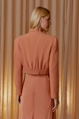 CASACO CREPE BOTÕES FORRADOS BEGE TINA