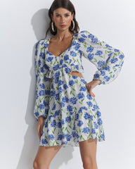 VESTIDO CURTO MANGA BUFANTE HORTÊNCIAS