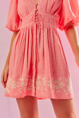 VESTIDO RAYON LINEN BORDADO HORTÊNSIA FONDANT