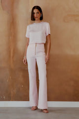 CALÇA ZIPER CASA INGLESA ROSA NEVOA