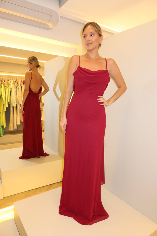VESTIDO LONGO DEGAGÊ MARSALA