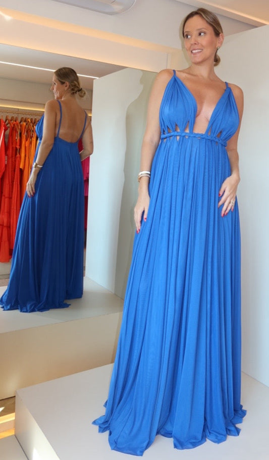 VESTIDO LONGO TRANÇA AZUL