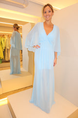 VESTIDO LONGO MANGA AZUL BEBÊ