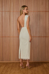 VESTIDO MIDI CHLOE UM OMBRO SÓ OFF WHITE