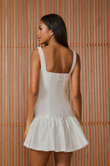 VESTIDO CURTO IZA DECOTE QUADRADO OFF WHITE