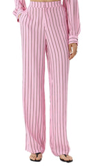 CALÇA RETA CINTURA MÉDIA ESTAMPADA ROSA