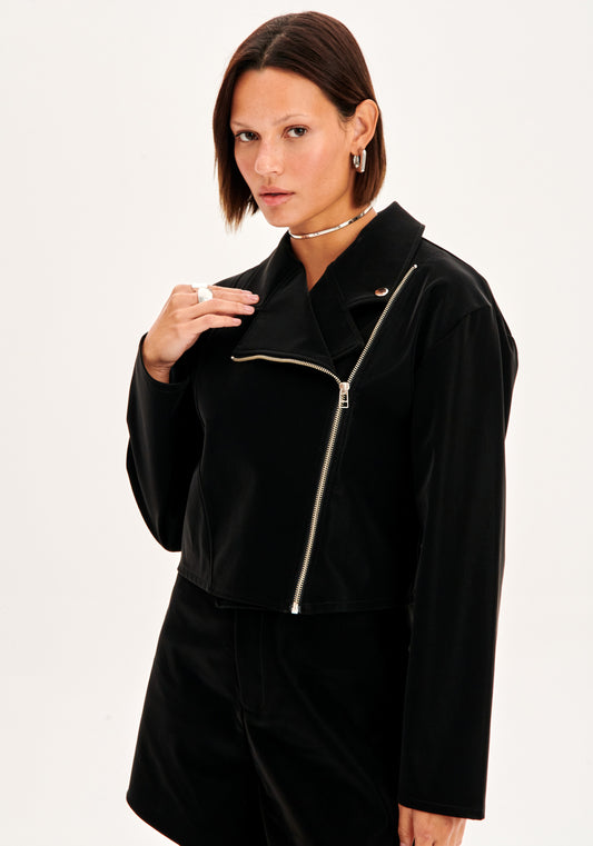 JAQUETA BIKER CURTA TOQUE AVELUDADO