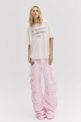 CALÇA CARGO 12 BOLSOS SARJA ROSA CLARA