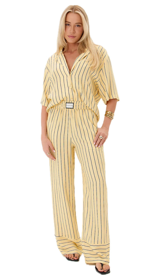 CALÇA WIDE LEG CÓS DE ELÁSTICO AMARELO