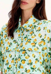 CAMISA ALONGADA COM BOLSOS ESTAMPA LIMÃO SICILIANO