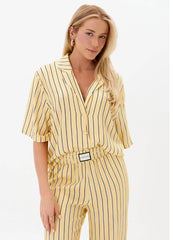 CAMISA MANGA CURTA LISTRADA AMARELA