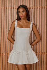 VESTIDO CURTO IZA DECOTE QUADRADO OFF WHITE