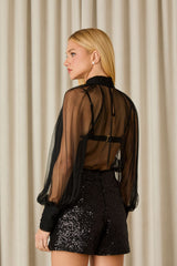 BLUSA FRANCESCA SEDA PRETO