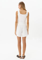 BERMUDA COM CÓS DE ELÁSTICO BRANCA