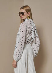 BLUSA DRAPEADA ESTAMPA POA MALABARES