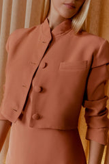 CASACO CREPE BOTÕES FORRADOS BEGE TINA