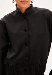 JAQUETA BOMBER COM BOTÕES PRETA