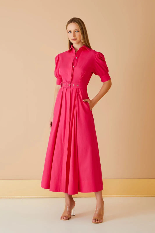 VESTIDO CHEMISE MANGA CURTA ROSA PINK