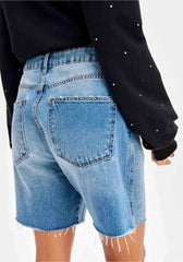 BERMUDA JEANS COMFORT SUPER HIGH BRILHO LAVAGEM MEDIA