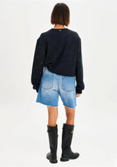 BERMUDA JEANS COMFORT SUPER HIGH BRILHO LAVAGEM MEDIA