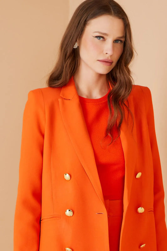 BLAZER BOTOES CREPE CORAL