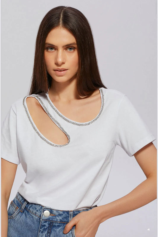 T-SHIRT PAIGE PRETO / BRANCO