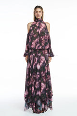 BLUSA OMBRO DE FORA GOLA ALTA COM FAIXA ASSIMÉTRICA PARA AMARRAR