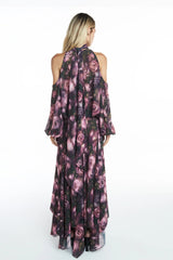 BLUSA OMBRO DE FORA GOLA ALTA COM FAIXA ASSIMÉTRICA PARA AMARRAR