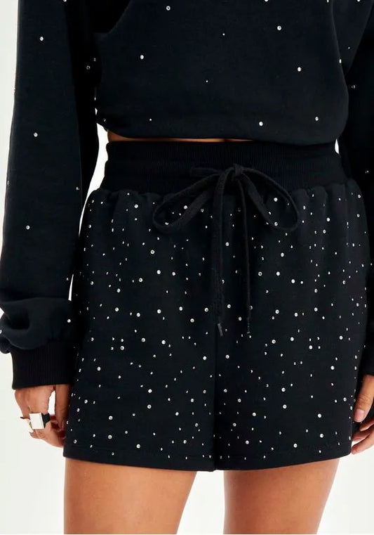 SHORT BOXER CINTURA ALTA SHINE PRETO