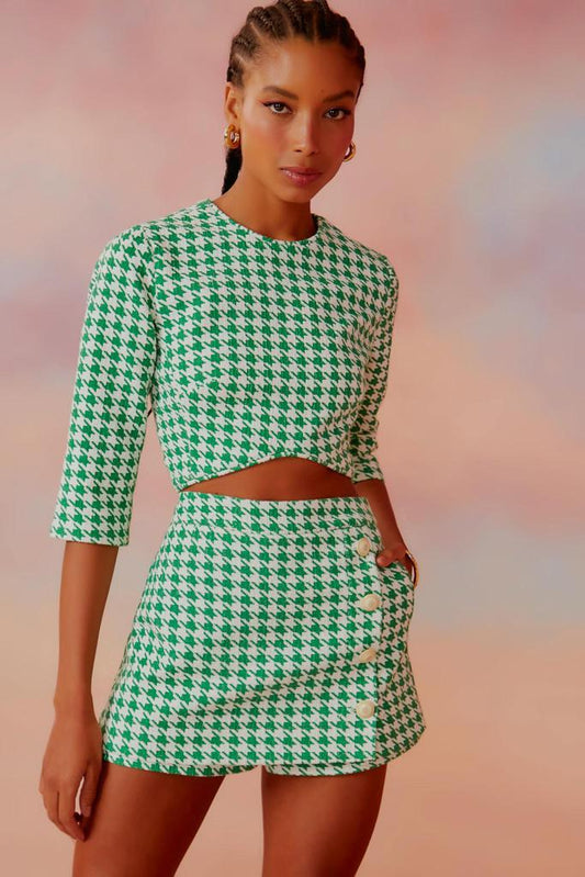 CONJUNTO TWEED PIED COQ FRESH PRETO / VERDE