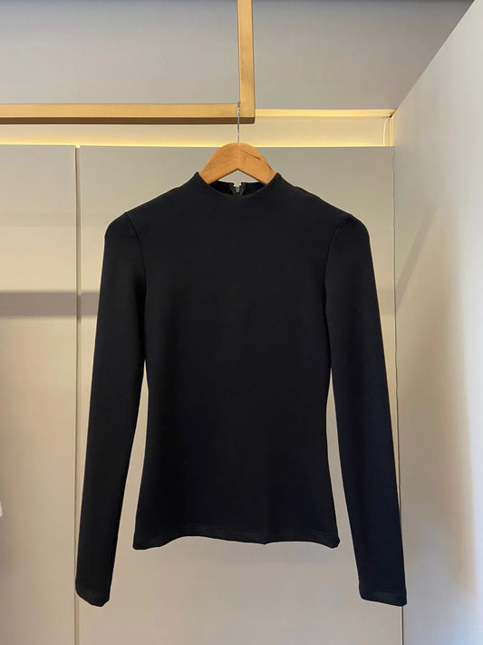 BLUSA MALHA MANGA LONGA PRETA/BEGE/OFF WHITE