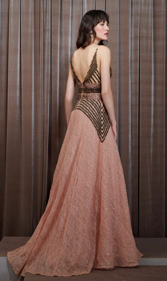 VESTIDO LONGO TELA BORDADA PALA