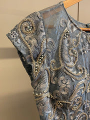 VESTIDO LONGO PATRICIA BONALDI AZUL BORDADO