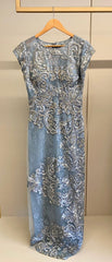 VESTIDO LONGO PATRICIA BONALDI AZUL BORDADO