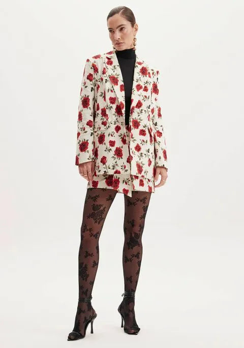 BLAZER ALONGADO ESTAMPADO ESTAMPA ROSAS