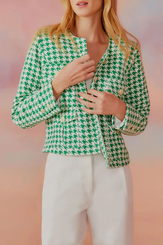 CASACO TWEED PIED COQ