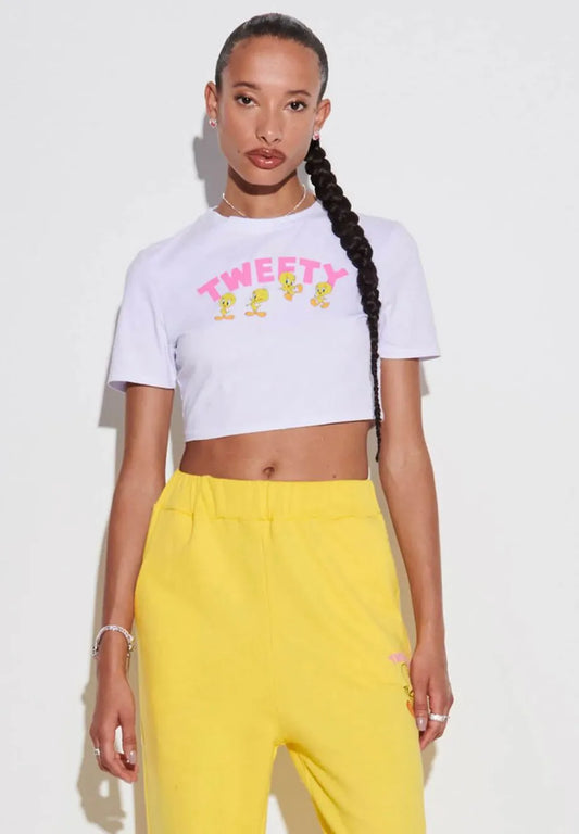 T-SHIRT BABY LOOK CROPPED TWEETY LOONEY TUNES