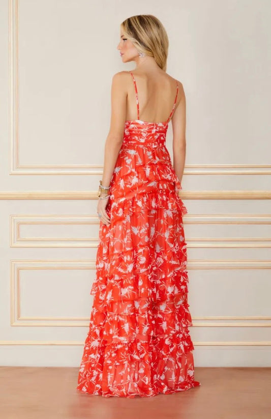 VESTIDO LONGO ANGELICA FLOR GUARANA