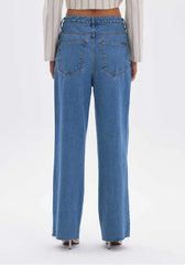 CALCA JEANS WIDE LEG SUPER HIGH COM CINTO