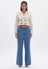 CALCA JEANS WIDE LEG SUPER HIGH COM CINTO