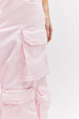 CALÇA CARGO 12 BOLSOS SARJA ROSA CLARA