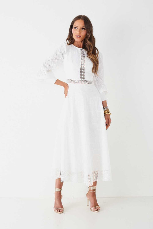 VESTIDO MIDI LILIAN OFF WHITE