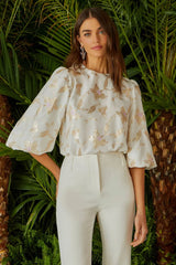 BLUSA MANGA LONGA FLORAL GOLD FLORAL GOLD