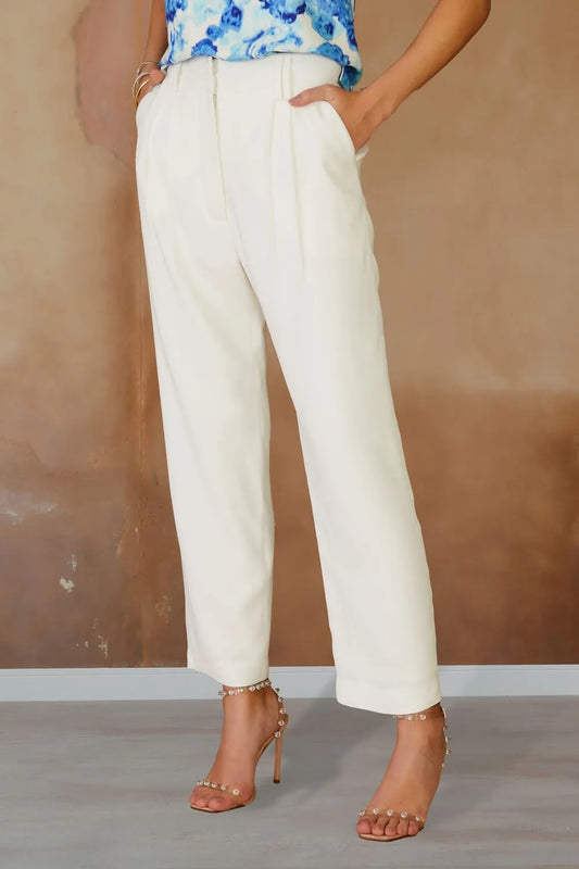 CALÇA CLÁSSICA PREGAS OFF WHITE